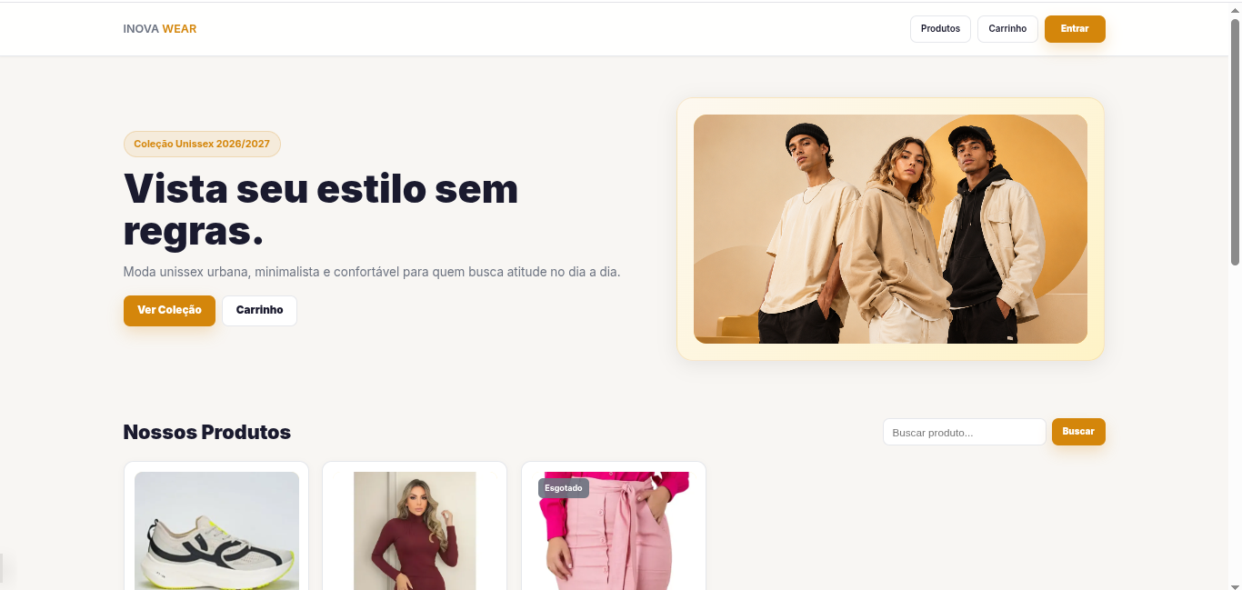 Tela do projeto Loja Virtual (E-commerce)