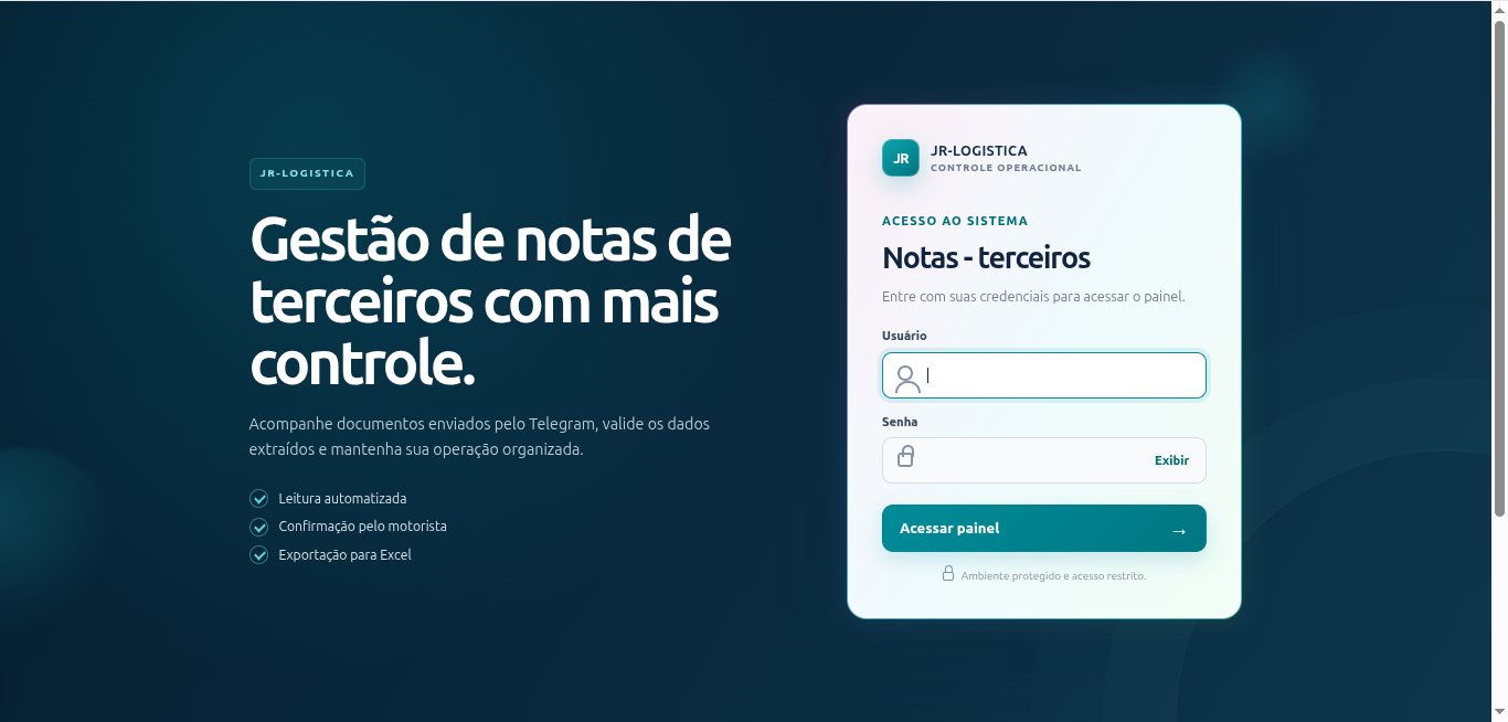 Tela do projeto Sistema de Notas Fiscais