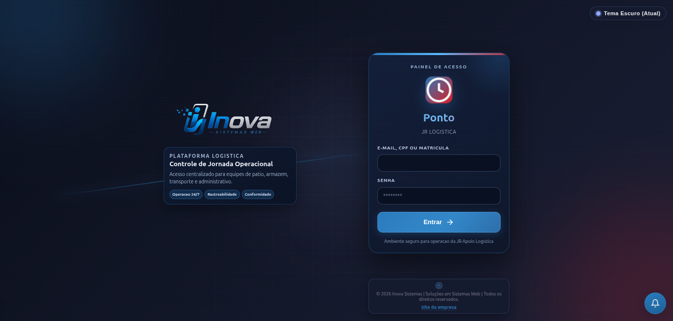 Tela do projeto Sistema de Controle de Ponto