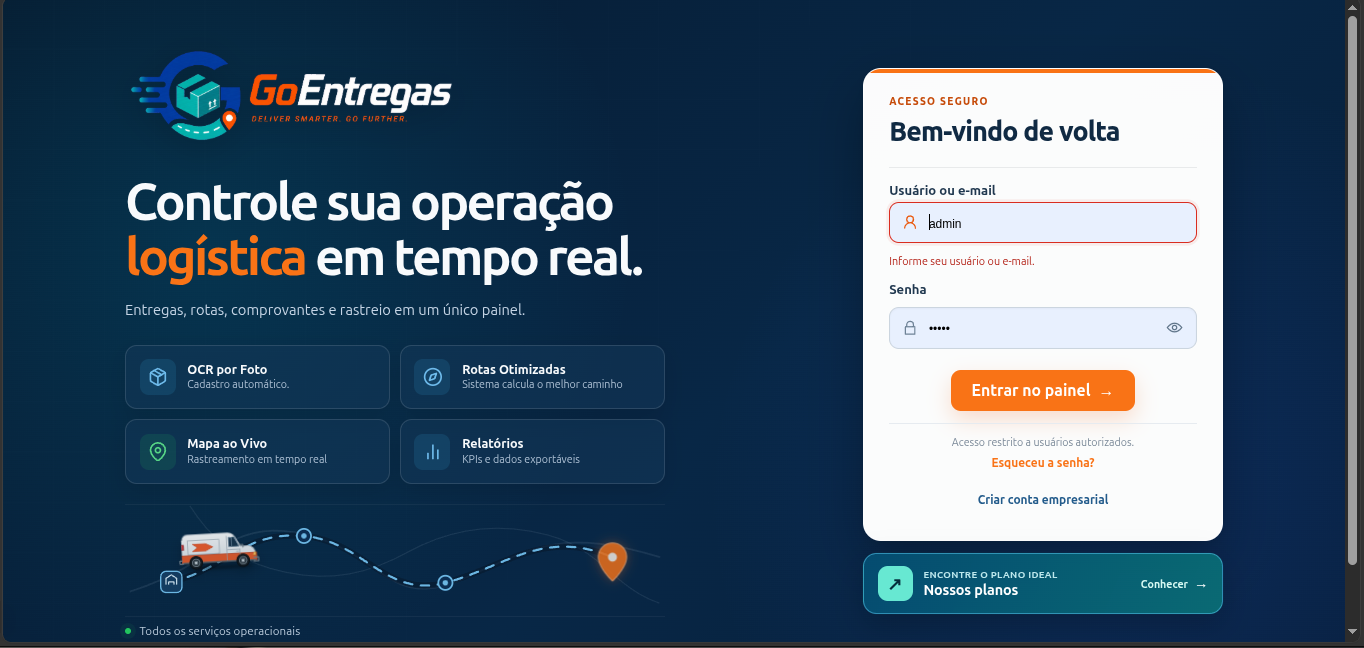 Tela do projeto Entregas