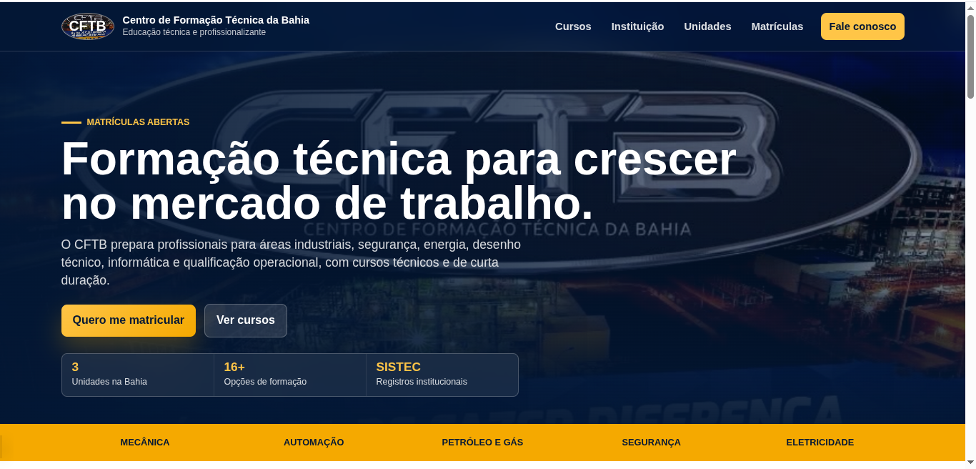 Tela do projeto Cftb