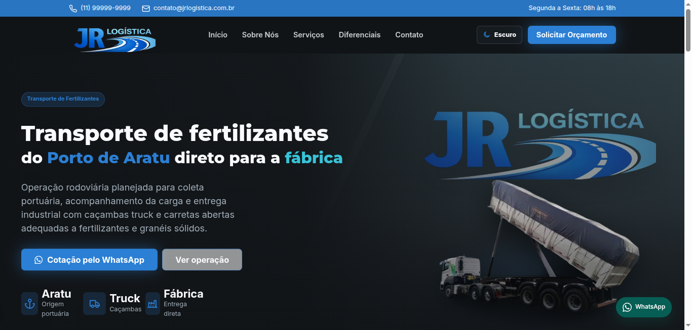 Tela do projeto Jrlogistica